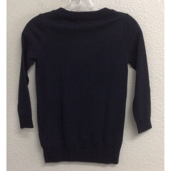 J. Crew Blue 3/4 Sleeve 100% Merino Wool Sweater PXXS Petite - Picture 2 of 8